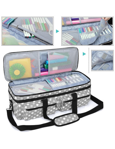 Bolsa de Transporte LUXJA para Cricut Explore Air y Maker - Puntos Grises