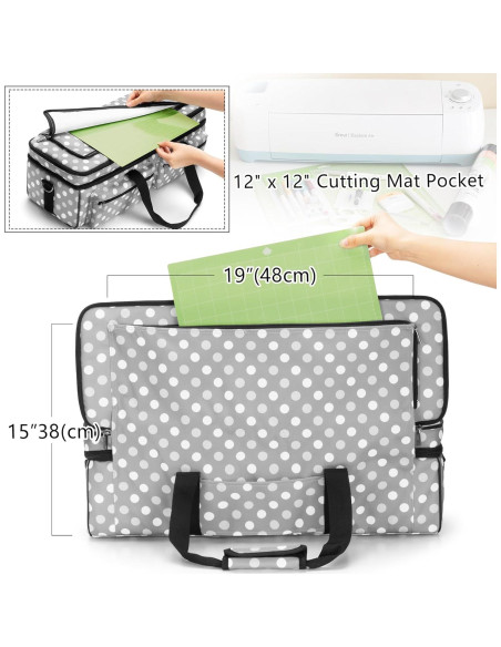 Bolsa de Transporte LUXJA para Cricut Explore Air y Maker - Puntos Grises