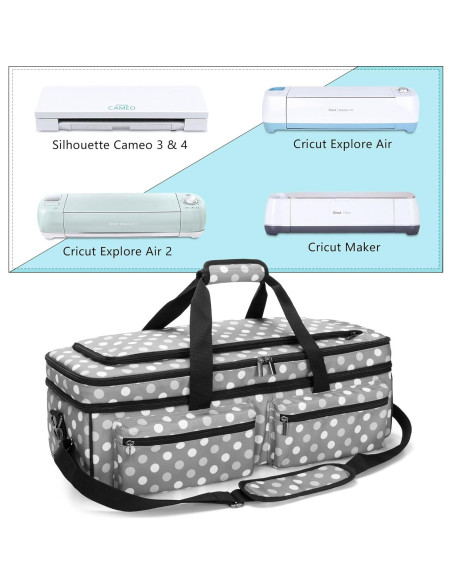 Bolsa de Transporte LUXJA para Cricut Explore Air y Maker - Puntos Grises