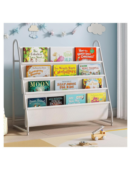 Estantería para Niños Tatub 4 Niveles Tela Oxford Blanca