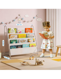 Estantería para Niños Tatub 4 Niveles Tela Oxford Blanca 2