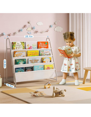 Estantería para Niños Tatub 4 Niveles Tela Oxford Blanca