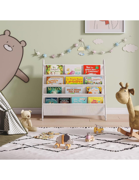Estantería para Niños Tatub 4 Niveles Tela Oxford Blanca