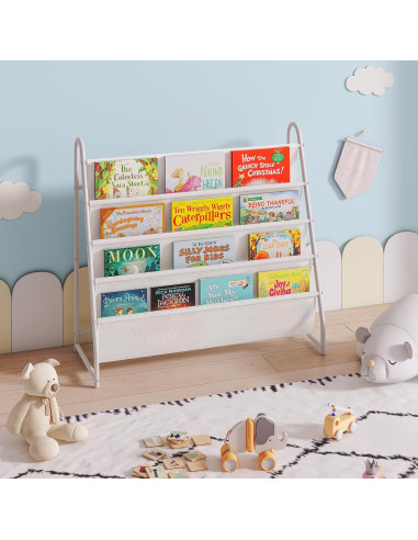 Estantería para Niños Tatub 4 Niveles Tela Oxford Blanca
