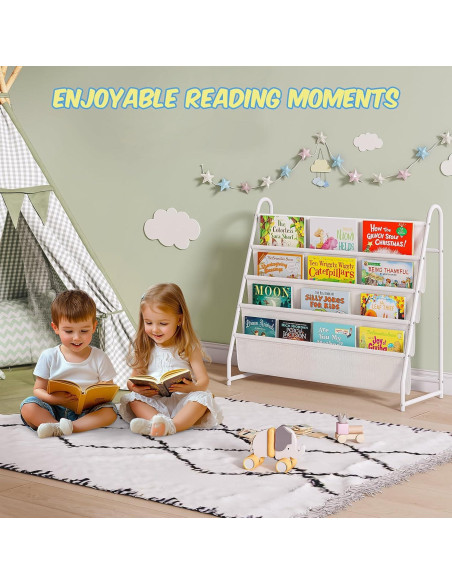 Estantería para Niños Tatub 4 Niveles Tela Oxford Blanca
