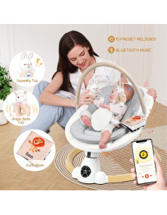 Columpio Eléctrico para Bebés Uuoeebb con Bluetooth y 5 Velocidades 2