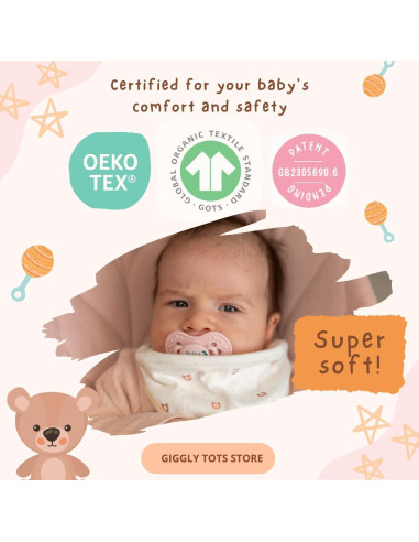 Babero Sujetador de Chupete Giggly Tots 0-6 Meses Unisex