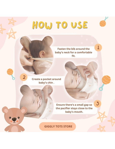 Babero Sujetador de Chupete Giggly Tots 0-6 Meses Unisex