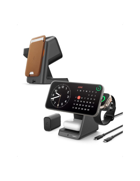 Estación de Carga Inalámbrica 3 en 1 Spigen MagSafe 15W Estación de Carga Inalámbrica 3 en 1 Spigen MagSafe 15W