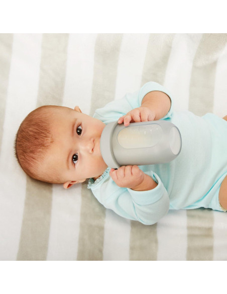 Botella de Silicona Reutilizable Boon Nursh 236.6 ml - Gris