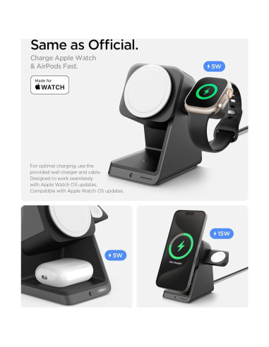 Estación de Carga Inalámbrica 3 en 1 Spigen MagSafe 15W
