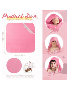 Juego de 4 Toallas de Baño con Capucha Preboun 81x81 cm Algodón 2