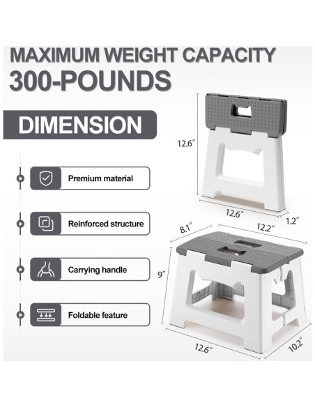 Escalón Plegable ZLMHYYM 22.9 cm Gris, Soporta 136 kg