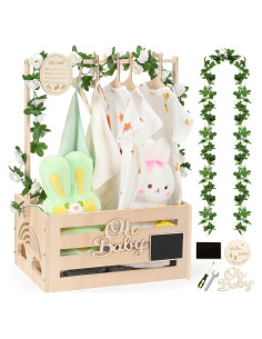 Caja de Baby Shower de Madera Jupwalz Pequeña con Accesorios