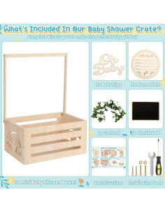 Caja de Baby Shower de Madera Jupwalz Pequeña con Accesorios 2