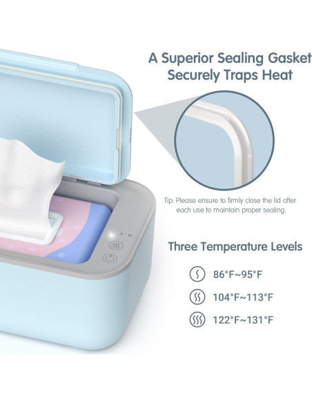 Calentador de Toallitas para Bebés Awesmom 7200 - Azul, 3 Modos de Temperatura