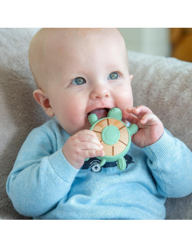 Mordedor Silisoft Tortuga Commotion | Silicona y Madera Natural