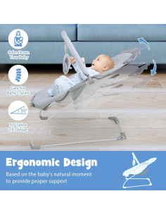 Silla de Balanceo Portátil Baby Joy para Bebés 0-6 Meses 2