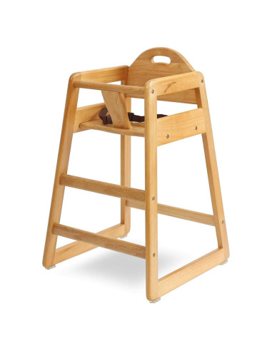 Silla Alta de Madera Natural LA Baby para Bebés - Apilable