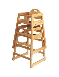 Silla Alta de Madera Natural LA Baby para Bebés - Apilable 2