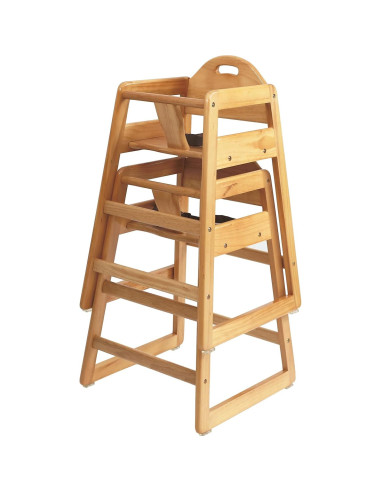 Silla Alta de Madera Natural LA Baby para Bebés - Apilable