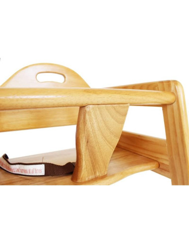 Silla Alta de Madera Natural LA Baby para Bebés - Apilable