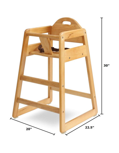 Silla Alta de Madera Natural LA Baby para Bebés - Apilable