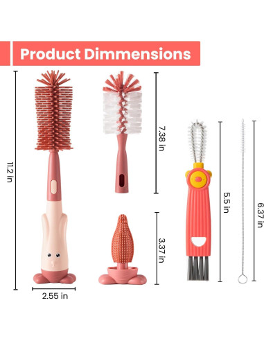 Juego de Cepillos para Biberones Ariseno 5 en 1 Libre de BPA