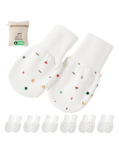 Manoplas Antirrasguños para Bebés 6-12 Meses - 6 Pares Algodón