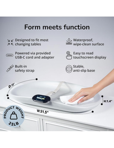 Cambiador Inteligente Woddle con Balanza y Calentador 9.07 kg