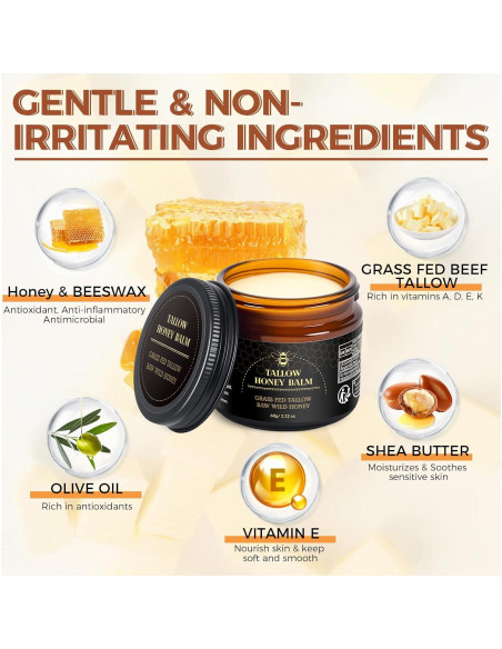 Bálsamo Hidratante Facial de Grasa de Res Orgánica 60g