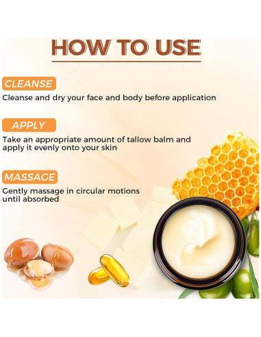 Bálsamo Hidratante Facial de Grasa de Res Orgánica 60g