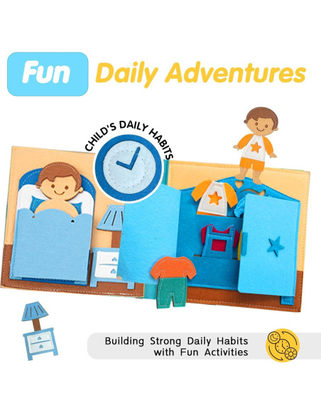 Libro Ocupado Montessori de Fieltro para Niños 3-6 Años