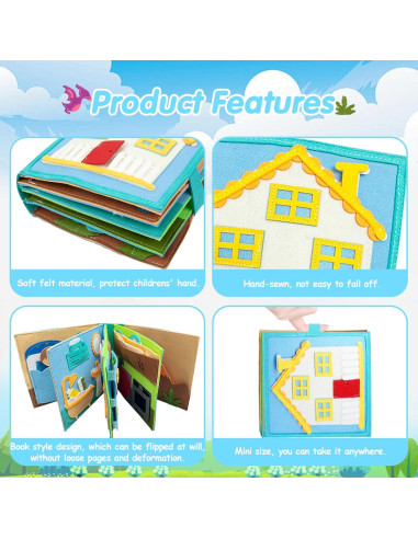 Libro Ocupado Montessori de Fieltro para Niños 3-6 Años