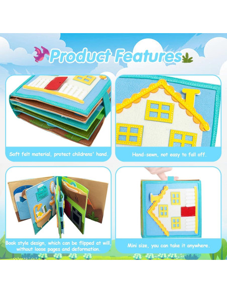 Libro Ocupado Montessori de Fieltro para Niños 3-6 Años