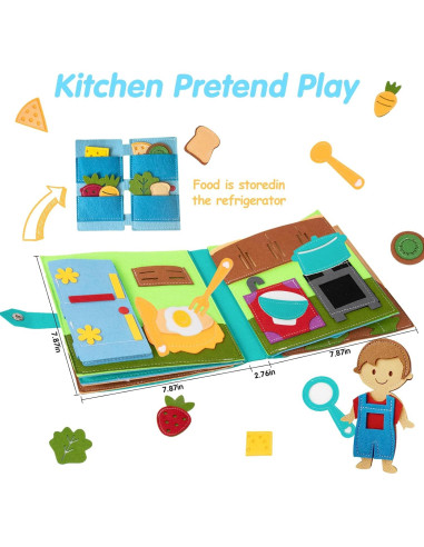 Libro Ocupado Montessori de Fieltro para Niños 3-6 Años