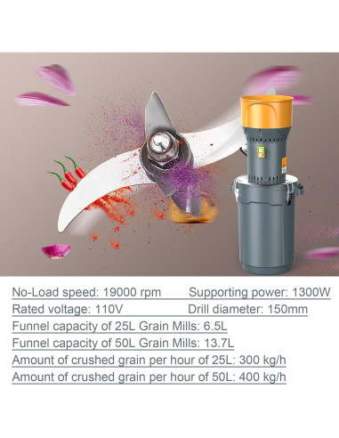 Molino de maíz eléctrico LSYSGSB 50L 1000W 5 tamices