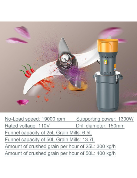 Molino de maíz eléctrico LSYSGSB 50L 1000W 5 tamices Molino de maíz eléctrico LSYSGSB 50L 1000W 5 tamices