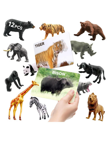 Juguetes Educativos Dotimo Mini Zoo - 12 Figuras de Animales 3D