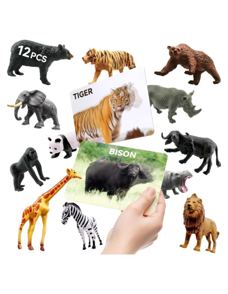 Juguetes Educativos Dotimo Mini Zoo - 12 Figuras de Animales 3D