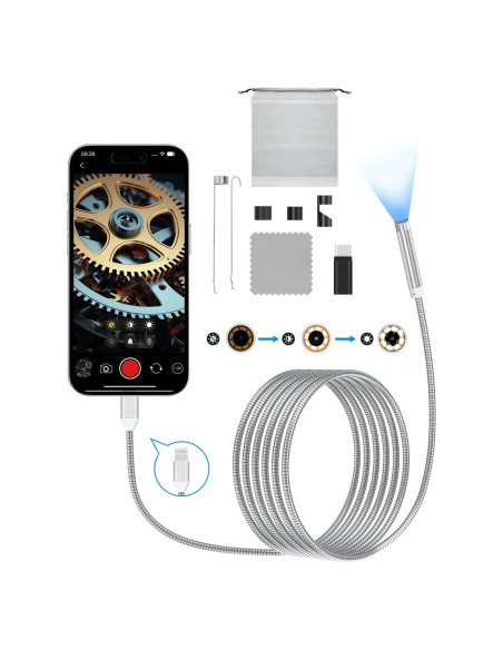 Cámara Endoscopio ZOIOT 1920P HD 1.8m 8mm IP67 para iOS/Android Cámara Endoscopio ZOIOT 1920P HD 1.8m 8mm IP67 para iOS/Android