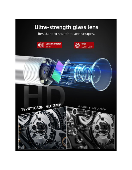 Cámara Endoscopio ZOIOT 1920P HD 1.8m 8mm IP67 para iOS/Android Cámara Endoscopio ZOIOT 1920P HD 1.8m 8mm IP67 para iOS/Android