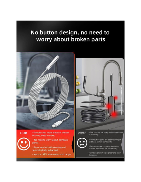 Cámara Endoscopio ZOIOT 1920P HD 1.8m 8mm IP67 para iOS/Android Cámara Endoscopio ZOIOT 1920P HD 1.8m 8mm IP67 para iOS/Android