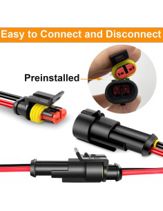 Kit de Conectores Eléctricos a Prueba de Agua 4 Pines Twippo 16 AWG 2