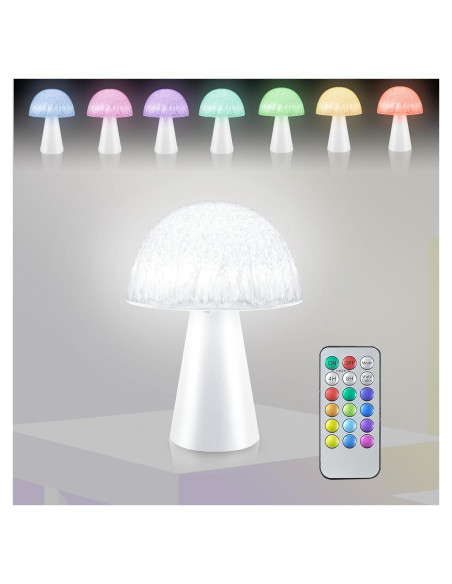 Luz Nocturna de Hongo JINYANIA LED 12 Colores Batería Control Remoto