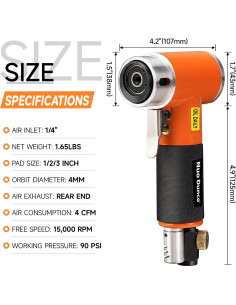 Lijadora Orbital Neumática NuoDunco 1-3" con 60 Discos 2
