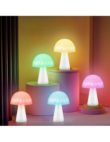 Luz Nocturna de Hongo JINYANIA LED 12 Colores Batería Control Remoto