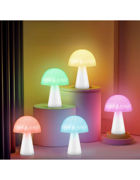 Luz Nocturna de Hongo JINYANIA LED 12 Colores Batería Control Remoto