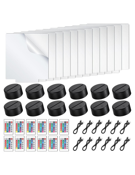 Conjunto de Base de Lámpara LED Nocturna 3D Riakrum 12 Piezas