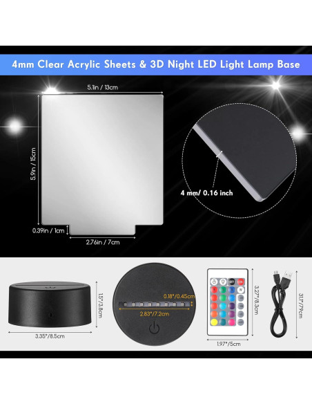 Conjunto de Base de Lámpara LED Nocturna 3D Riakrum 12 Piezas